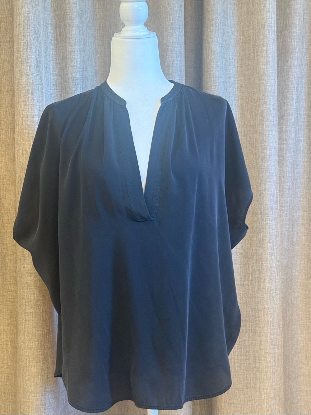Vince Black V-Neck Drapey Blouse